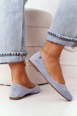 Zamszowe Baleriny Sergio Leone BL622 Niebieskie