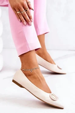 Zamszowe Baleriny W Szpic Jasnobeżowe Neriso