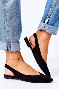 Zamszowe Baleriny W Szpic Czarne Daisy