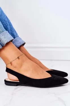 Zamszowe Baleriny W Szpic Czarne Daisy