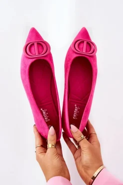 Zamszowe Baleriny W Szpic Różowe Neriso