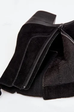 Zamszowe Botki Damskie Na Słupku Ocieplane Czarne Arelia