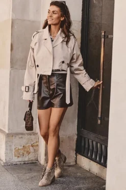 Zamszowe Botki Damskie Na Płaskim Obcasie Beżowe Klemovia