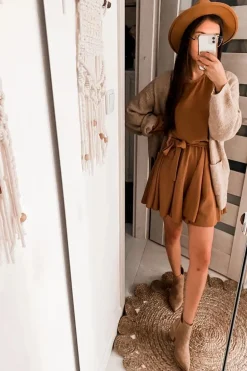 Zamszowe Botki Kowbojki Ażurowe Ciemnobeżowe Helloni