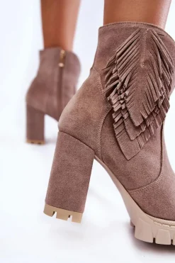 Zamszowe Botki Na Platformie Lewski Shoes 3251 Cappucino