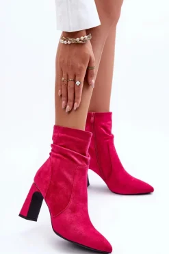 Zamszowe Botki Na Słupku Fuksja Mellamene