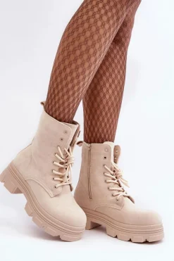 Zamszowe Botki Na Suwak Beżowe Marley