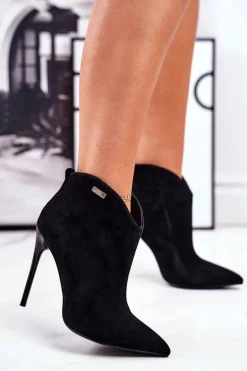 Zamszowe Botki Na Szpilce GOE GG2N3033 Czarne