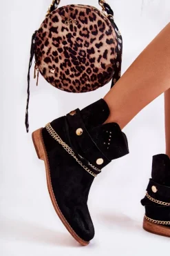 Zamszowe Botki Na Ukrytym Koturnie Czarne Verine