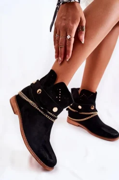 Zamszowe Botki Na Ukrytym Koturnie Czarne Verine