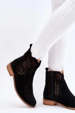 Zamszowe Botki Nicole 2791/028 Czarne
