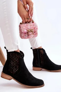 Zamszowe Botki Nicole 2791/028 Czarne