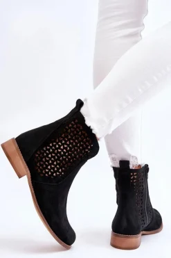 Zamszowe Botki Nicole 2791/028 Czarne