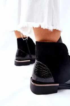 Zamszowe Botki Ocieplane Sergio Leone BT401 Czarne