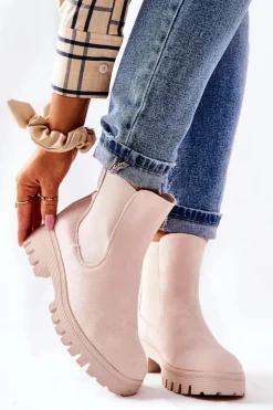 Zamszowe Botki Ocieplane Jasnobeżowe Tozzi