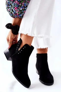 Zamszowe Botki Ocieplane Sergio Leone BT217 Czarne