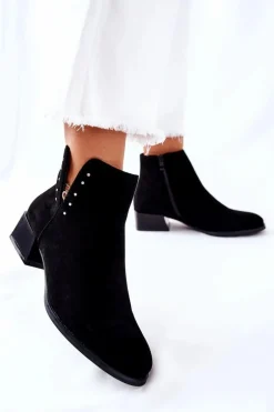 Zamszowe Botki Ocieplane Sergio Leone BT217 Czarne