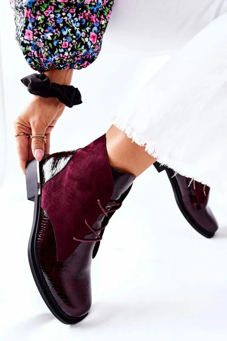 Zamszowe Botki Ocieplane Sergio Leone BT401 Bordowe