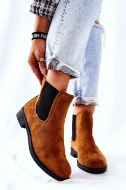 Zamszowe Botki Sztyblety Camel Astate