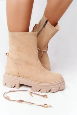 Zamszowe Botki Workery Lewski Shoes 3006-0 Piaskowe