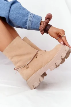 Zamszowe Botki Workery Lewski Shoes 3006-0 Piaskowe