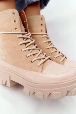 Zamszowe Botki Workery Lewski Shoes 3007-0 Piaskowe