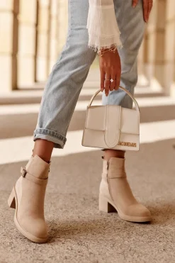 Zamszowe Botki Z Klamrą Beżowe Neste