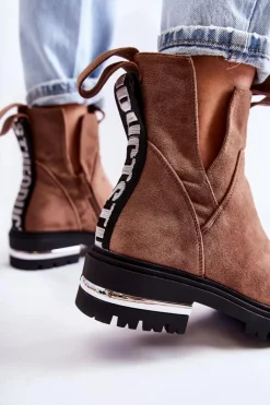 Zamszowe Botki Z Wycięciami Brązowe Elvera