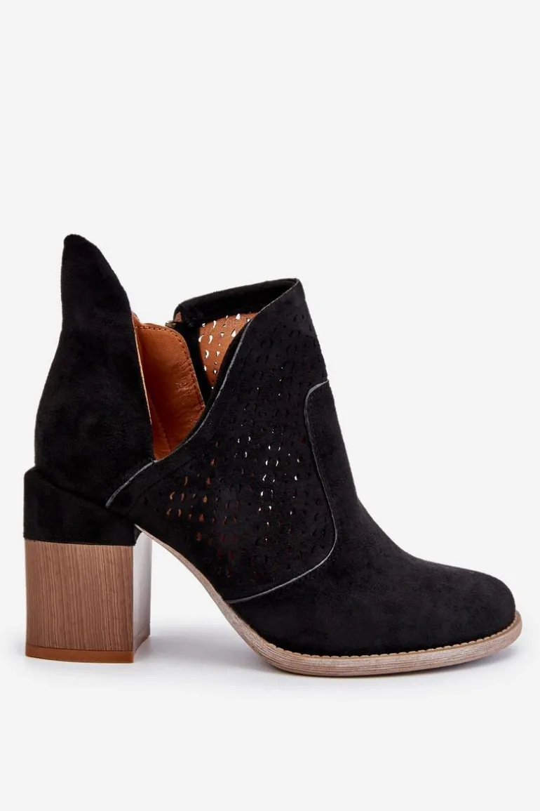 Zamszowe Botki Z Wycięciem Czarne Layne