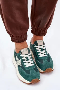 Zamszowe Buty Sportowe Damskie Na Platformie Vinceza 66720 Zielone