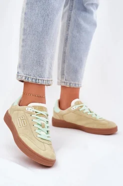 Zamszowe Buty Sportowe Sneakersy Damskie D.Franklin DFSH387005 Limonkowe