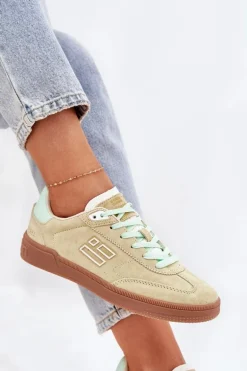 Zamszowe Buty Sportowe Sneakersy Damskie D.Franklin DFSH387005 Limonkowe