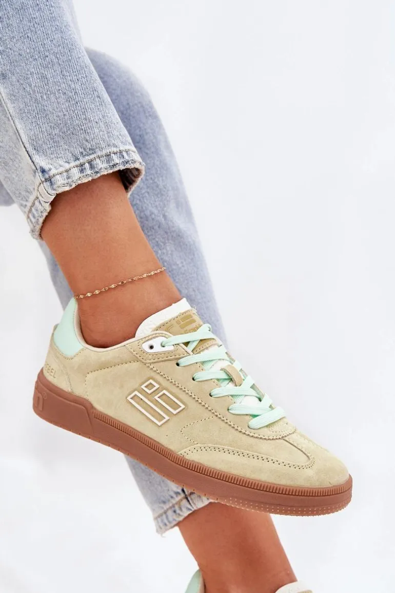 Zamszowe Buty Sportowe Sneakersy Damskie D.Franklin DFSH387005 Limonkowe