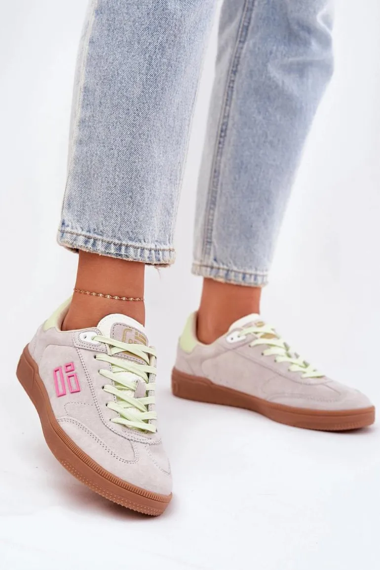 Zamszowe Buty Sportowe Sneakersy Damskie D.Franklin DFSH387005 Zgaszona Biel