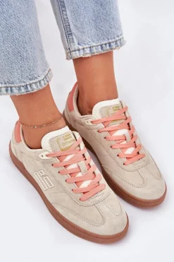 Zamszowe Buty Sportowe Sneakersy Damskie D.Franklin DFSH387005 Beżowe