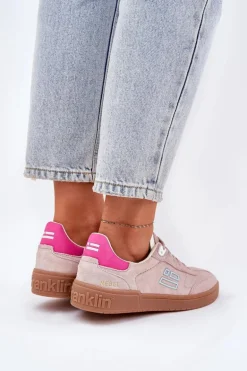 Zamszowe Buty Sportowe Sneakersy Damskie D.Franklin DFSH387005 Brudny Róż