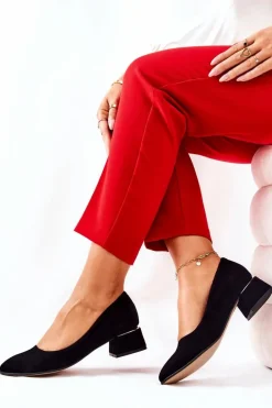 Zamszowe Czółenka Lewski 3118 Czarne