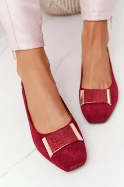 Zamszowe Czółenka Na Obcasie Sergio Leone PB142 Bordowe