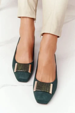 Zamszowe Czółenka Na Obcasie Sergio Leone PB142 Zielone