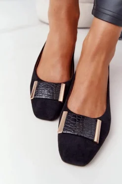 Zamszowe Czółenka Na Obcasie Sergio Leone PB142 Czarne