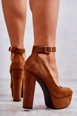 Zamszowe Czółenka Na Platformie Camel Rivia