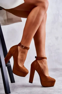 Zamszowe Czółenka Na Platformie Camel Rivia