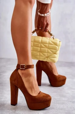 Zamszowe Czółenka Na Platformie Camel Rivia