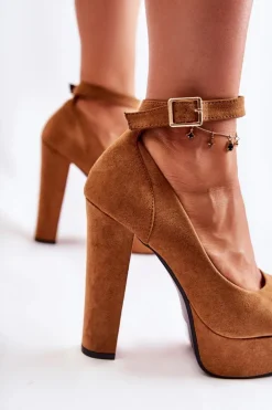 Zamszowe Czółenka Na Platformie Camel Gottie