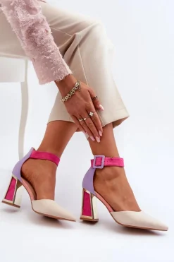 Zamszowe Czółenka Na Słupku Multikolor Lodho