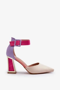 Zamszowe Czółenka Na Słupku Multikolor Lodho