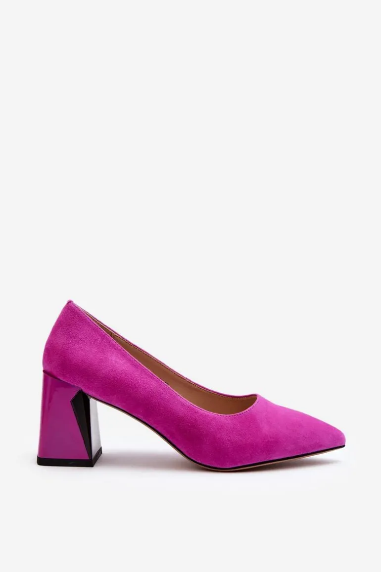 Zamszowe Czółenka Na Słupku Fuksja Alessyndra