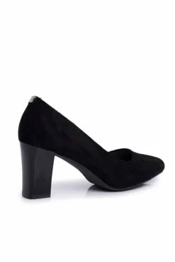 Zamszowe Czółenka Na Słupku Sergio Leone PB403 Czarne