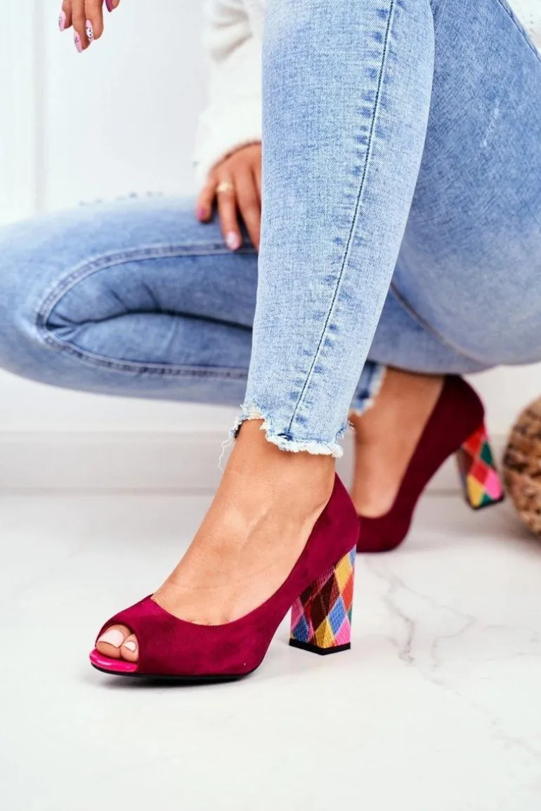 Zamszowe Czółenka Sergio Leone PB135 Fuksja