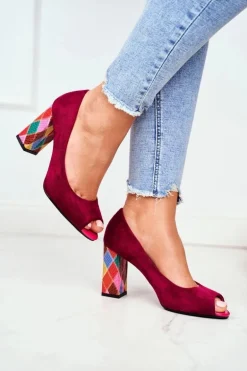 Zamszowe Czółenka Sergio Leone PB135 Fuksja